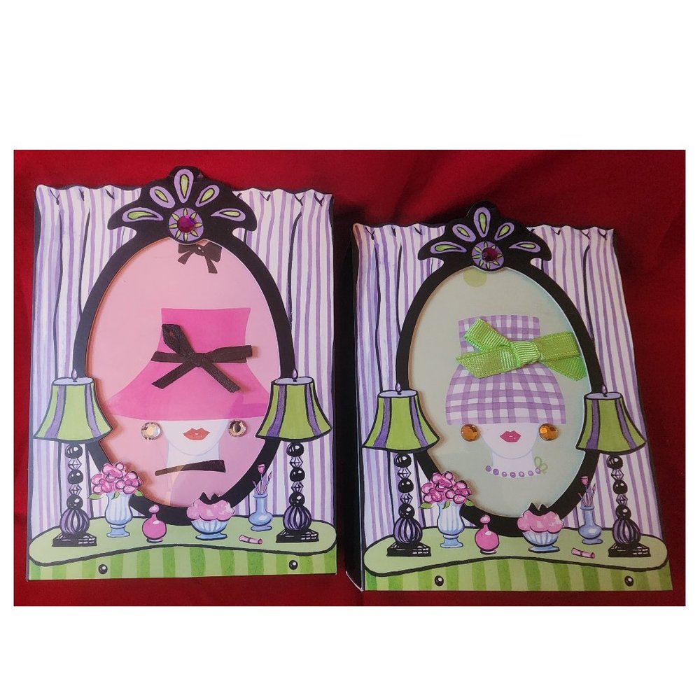 Vtg Flirty Girl Notes, Set of 2, by Lady Jayne Ltd. in Pink and Green Sets